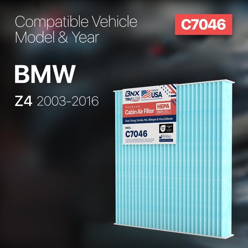 BNX TruFilter C7046 Cabin Air Filter, HEPA 99.97%, MADE IN USA, Compatible With BMW: Z4 - Image 2